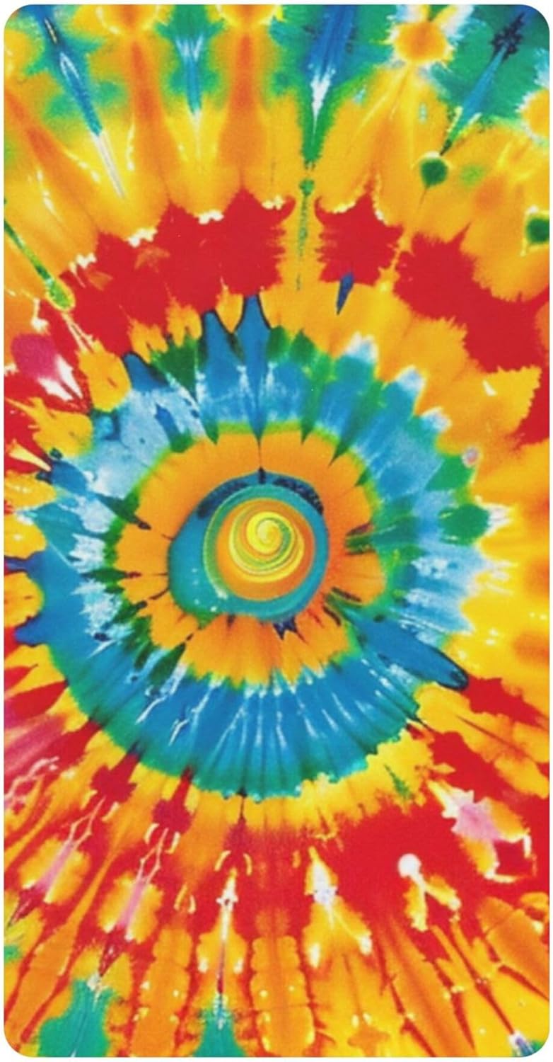 Colorful Tie-dye Crib Sheets Soft Breathable Fitted Cotton Baby Crib Sheets Mattress Cover for Girl Boy, 52" x 28" x 9"