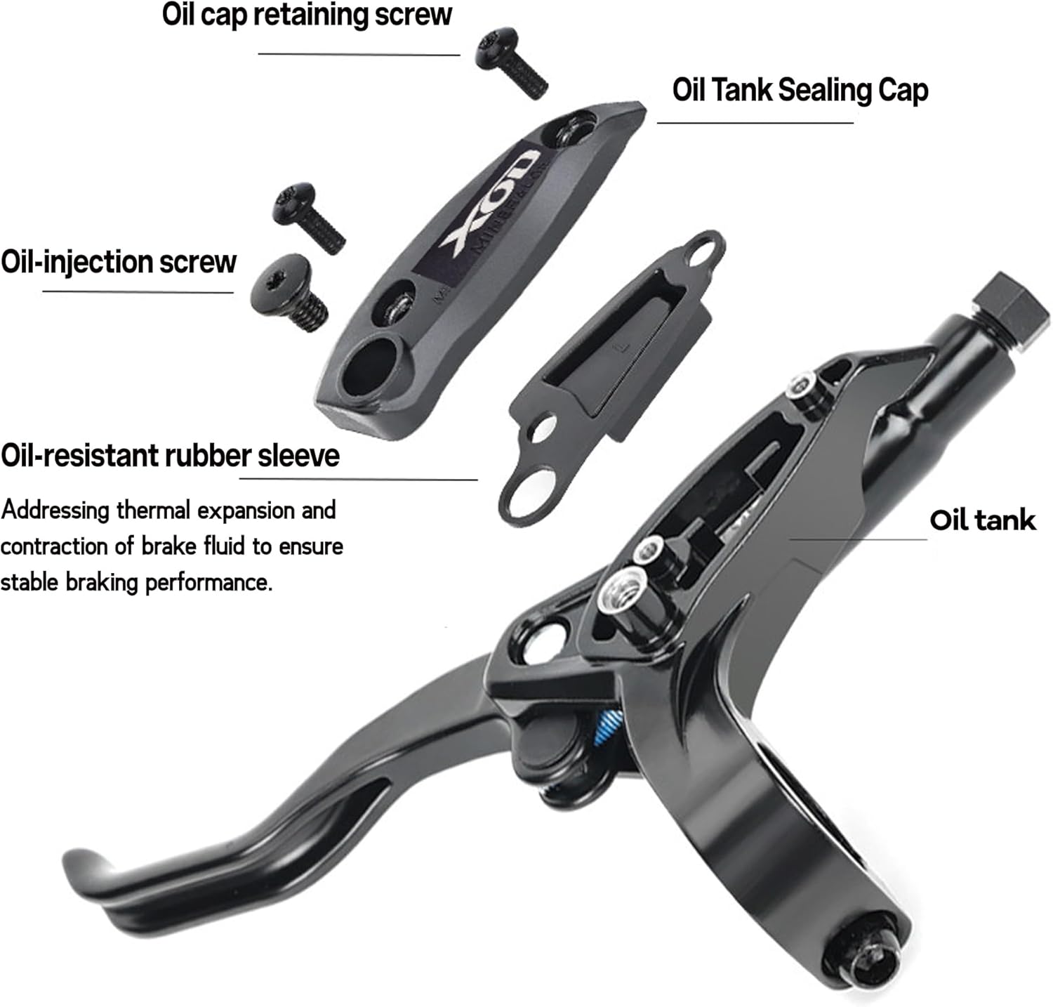 XOD Electric Scooter Hydraulic Brake Kit, Dual Piston Hydraulic Brake Conversion Kit, Right-Side Installation, Frone 110cm Rear Hose 200cm Install 140 and 160 Brake Discs
