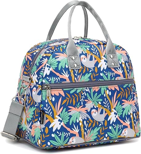 Miniatura 22 de FlowFly Bolsa de almuerzo aislada con correa para el hombro para mujeres, hombres y niños, grande y reutilizable, con asa, bolsa congelable