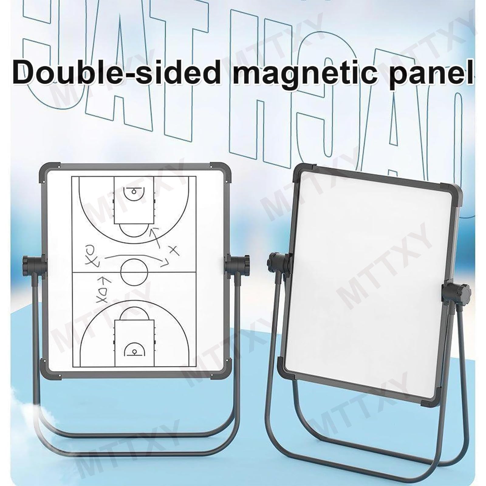 Lavagna tattica magnetica da basket con supporto pieghevole e altezza regolabile, superficie cancellabile a secco per allenatori e competizioni