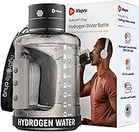 LifePro Gerador de garrafa de água de hidrogênio HydroLife Chug – Garrafa de água de hidrogênio de grande capacidade de 1,5 L com tecnologia SPE/PEM, tampa recarregável USB-C, corpo de policarbonato