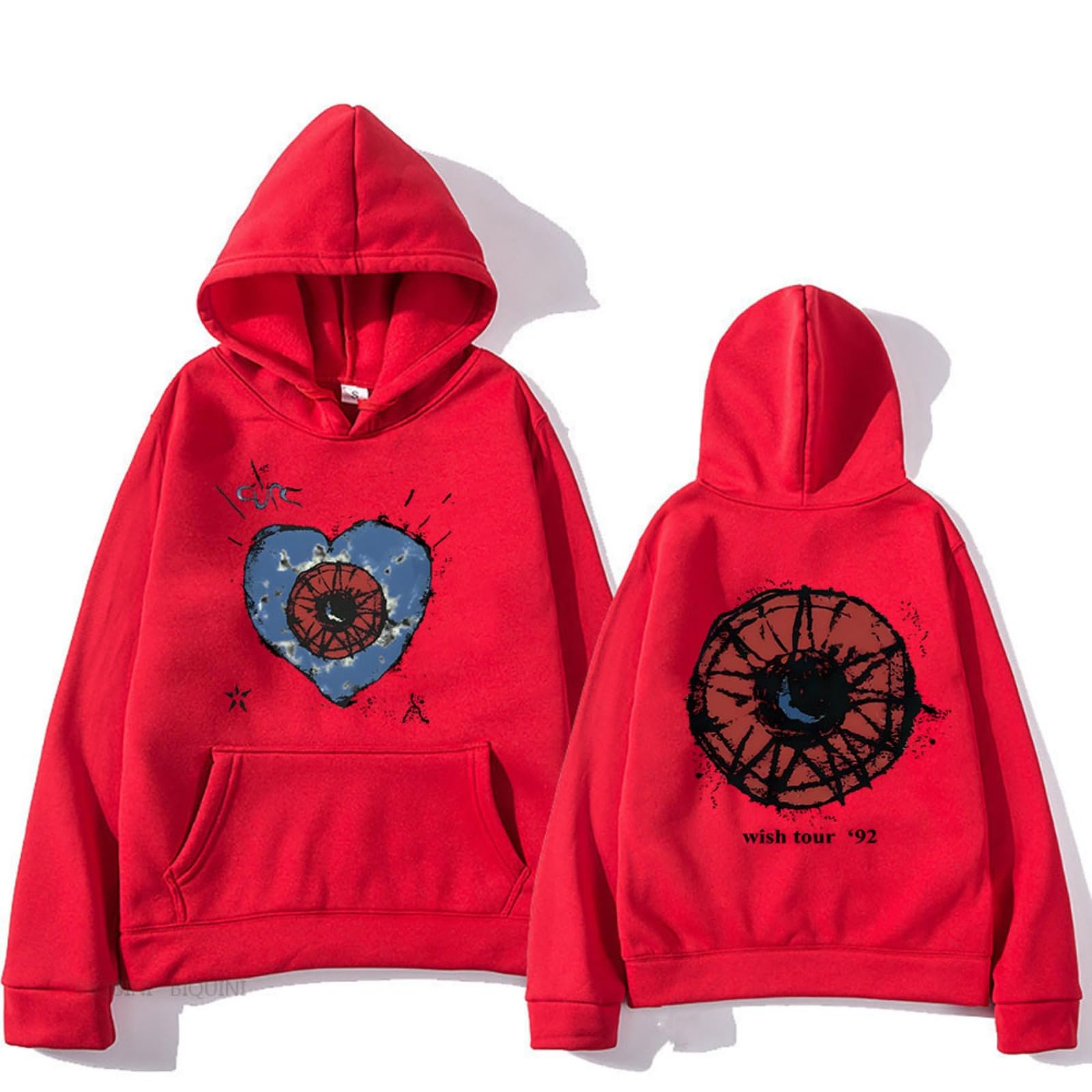 Cutte Unisex Red The Cure Friday I'm In Love Official Hoodie | Men's Licensed Band Merch Pullover | Graphic Print Streetwear (,L)