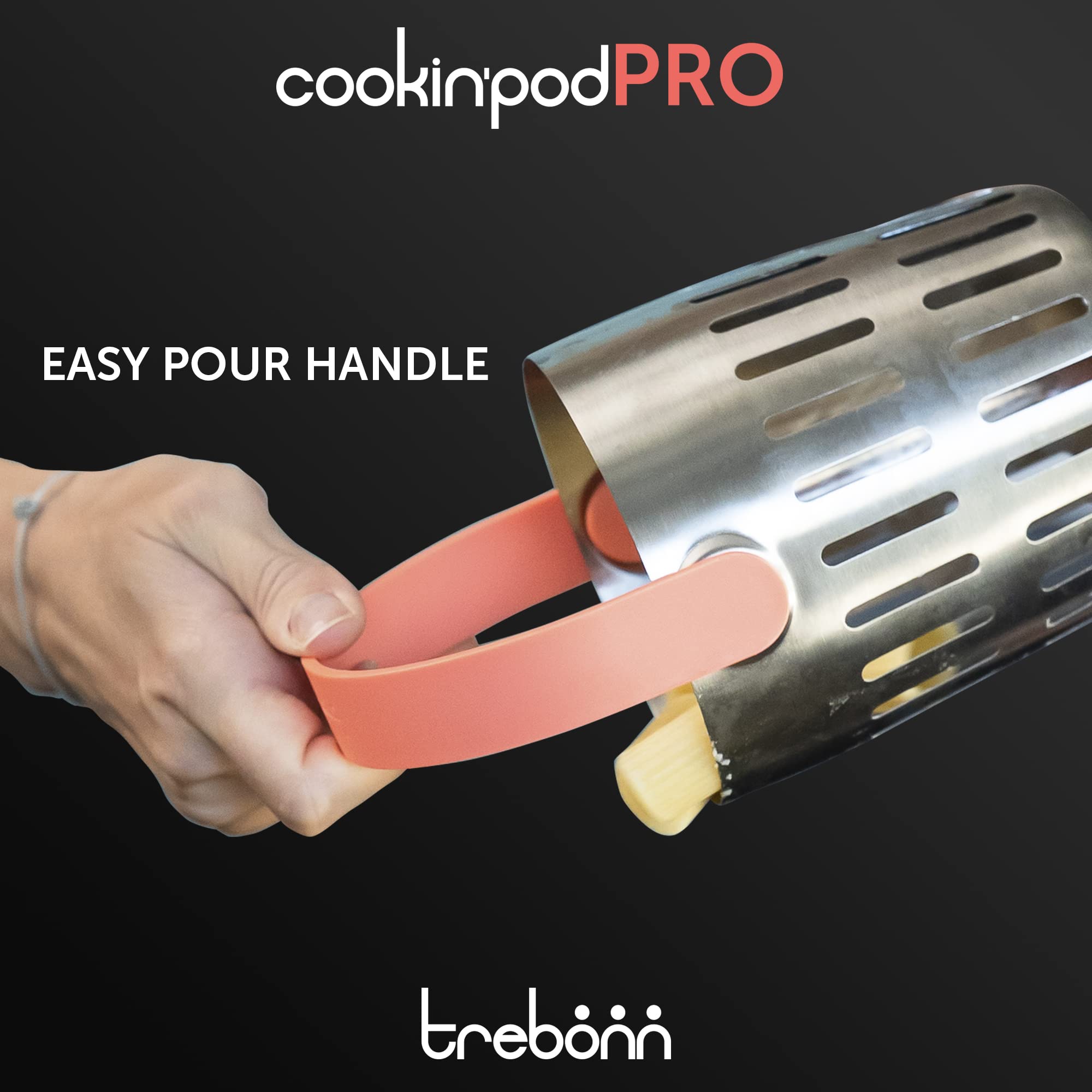 Trebonn - CookinPodPRO Coral - Cesta de cocción de acero inoxidable. Ideal para cocinar pasta, para cocciones al vapor y para freír.