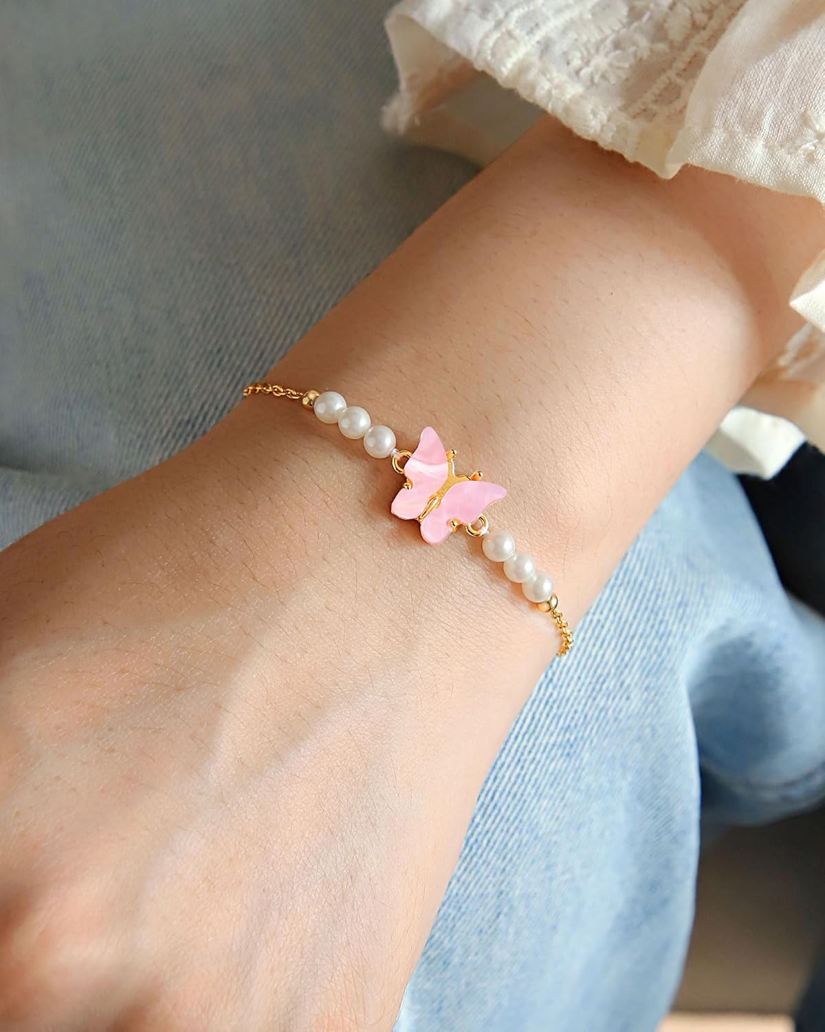 Happy 6 8 10 Year Old Birthday Gifts for Girls Cute Butterfly Pearl Bracelet for Daughter Niece Granddaughter - Image 7