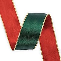 Vista 25 de Cinta de borde con alambre de múltiples lunares, carrete de 1-1/2 pulgadas, 10 metros (32.8 ft), verde con puntos de Navidad, uso para envolver