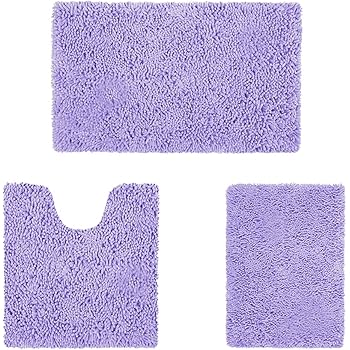 Amazon Com Homeideas 3 Pieces Bathroom Rugs Set Ultra Soft Non Slip And Absorbent Chenille Bath Rug Lavender Bathroom Rugs Plush Bath Mats For Tub Shower Bathroom Kitchen Dining