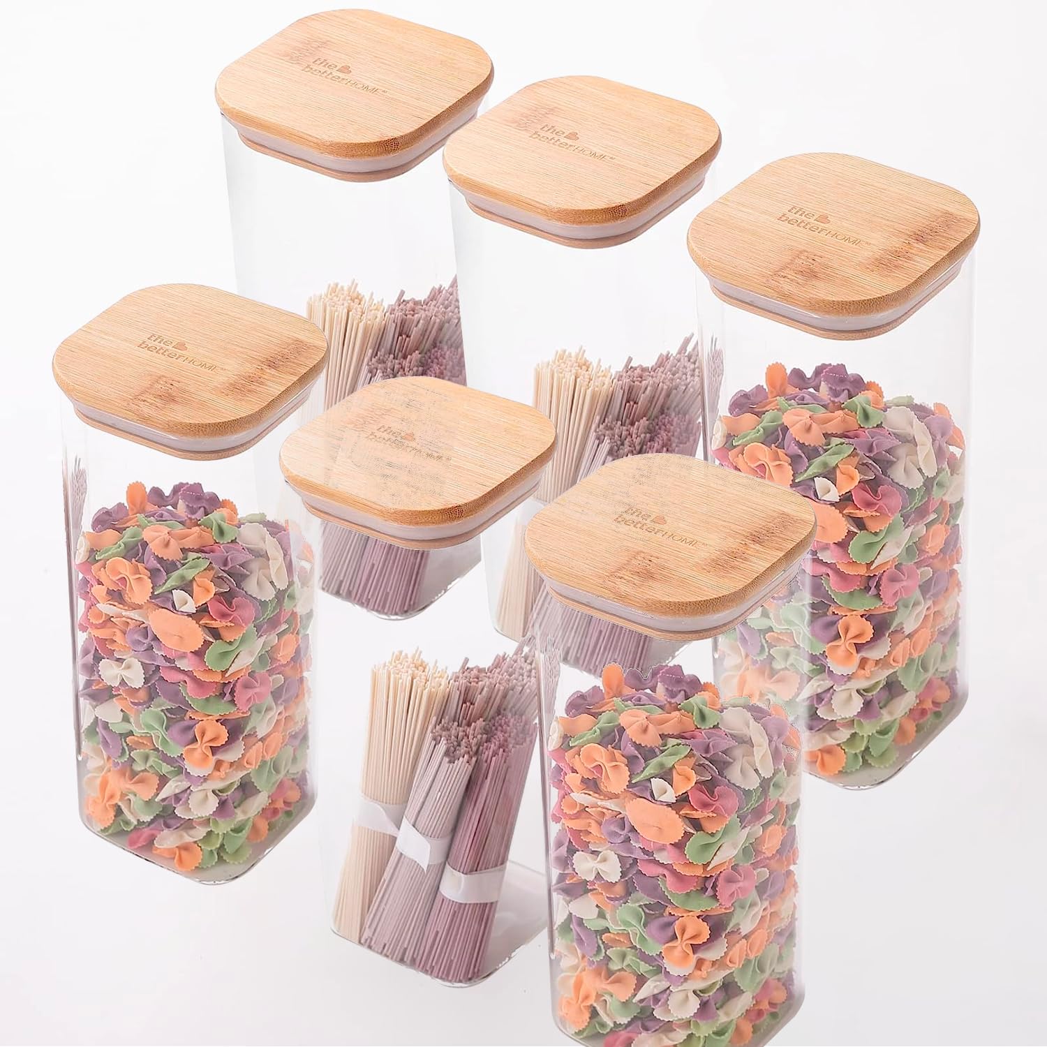 The Better Home Borosilicate Glass Jars With Bamboo Lid | Pack Of 6-1000Ml Each | Rectangular Glass Container Set | Glass Containers With Lid | Air Tight Containers For Kitchen Storage |, Transparent (B0C7CTBTM4) Amazon Price History, Amazon Price Tracker
