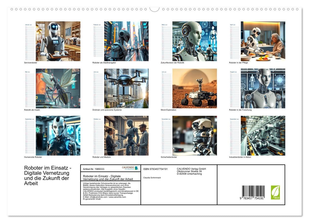 Roboter im Einsatz - Digitale Vernetzung und die Zukunft der Arbeit (hochwertiger Premium Wandkalender 2026 DIN A2 quer), Kunstdruck in Hochglanz: ... von morgen prägen. (CALVENDO Technologie)