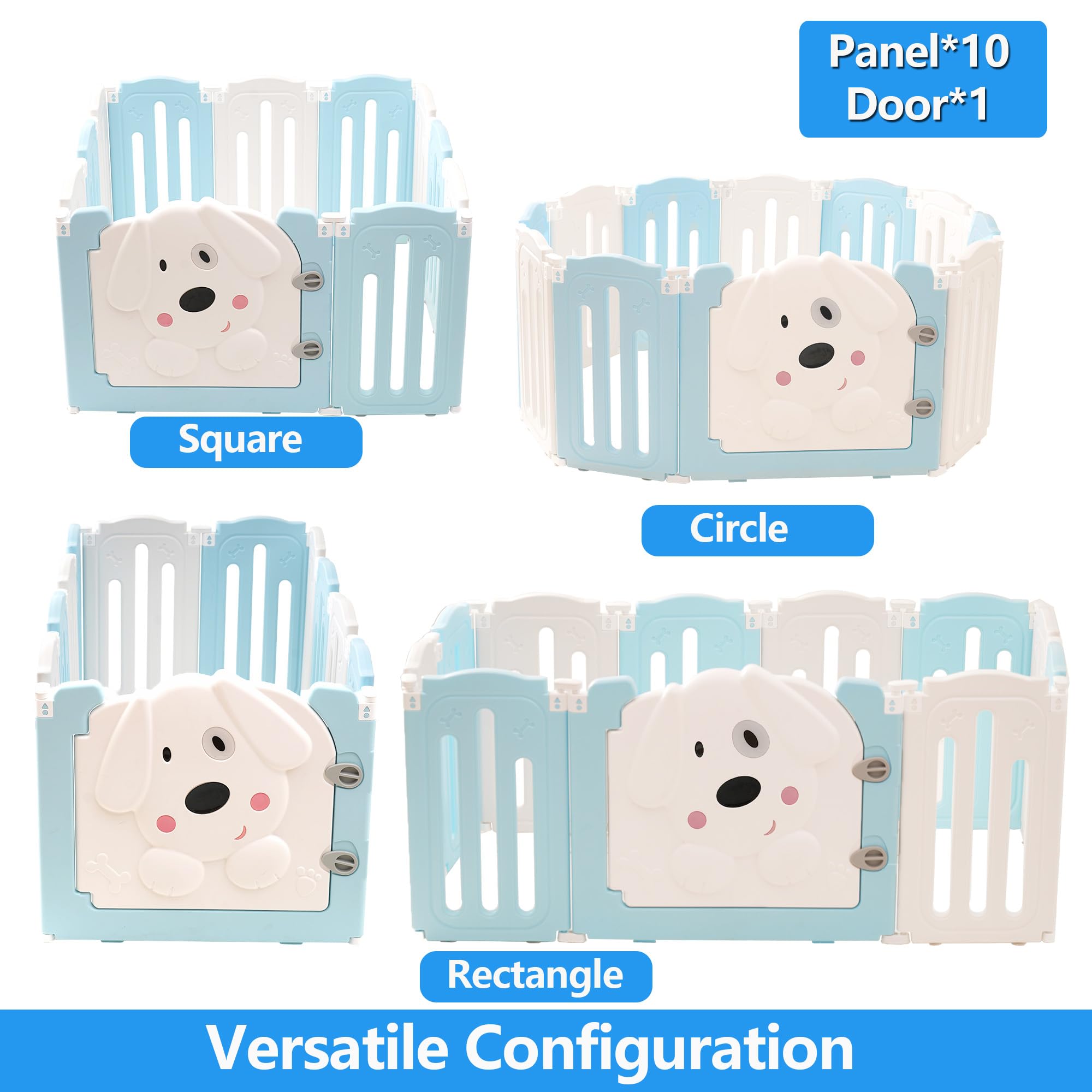 Aoole Foldable Dog Play Pen Indoors, Non-Slip Sturdy Puppy Playpen with Door, 25.5