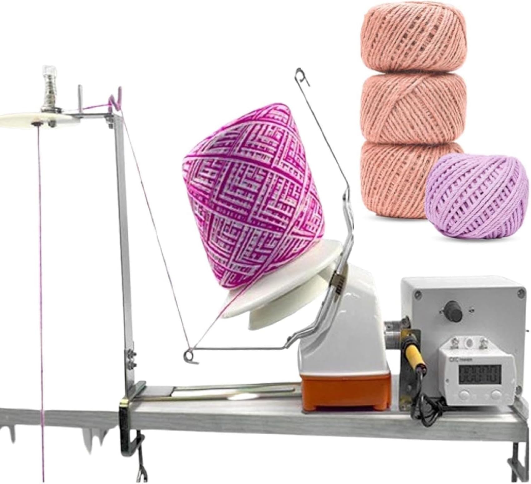Bobinadora eléctrica de bolas de hilo multicapa, máquina automática de tejer de lana con contador, capacidad de 500 g, velocidad y tensión ajustables para hilo de metal, cordón, nailon