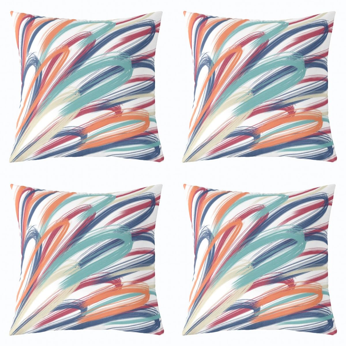Homemissing Luxury Stripes Throw Pillow Covers 50x50cm Set of 4 Geometric Decorative Pillow Case Pillowcase Modern Striped Art Cushion Cover Farmhouse Colorful Stripes Outdoor Pillows Covers โ image 1