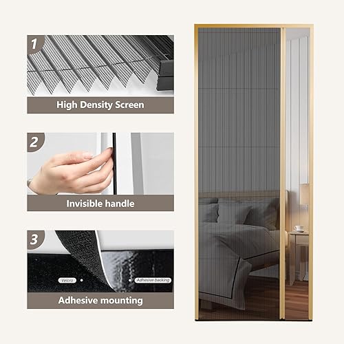 Miniatura 4 de Puertas de pantalla retráctiles Marco de aluminio Puerta de pantalla deslizante de pista baja para puerta frontal gris francés interior puerta de