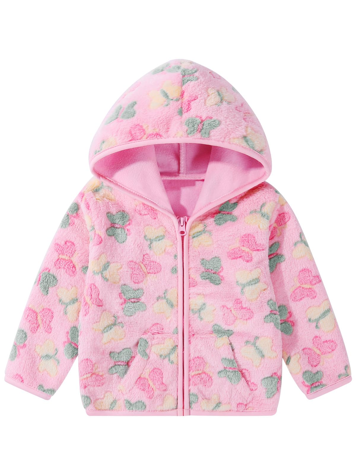 Toddler Baby Girls Thick Fleece Hoodie Jacket Zip Fuzzy Outerwear Coat
