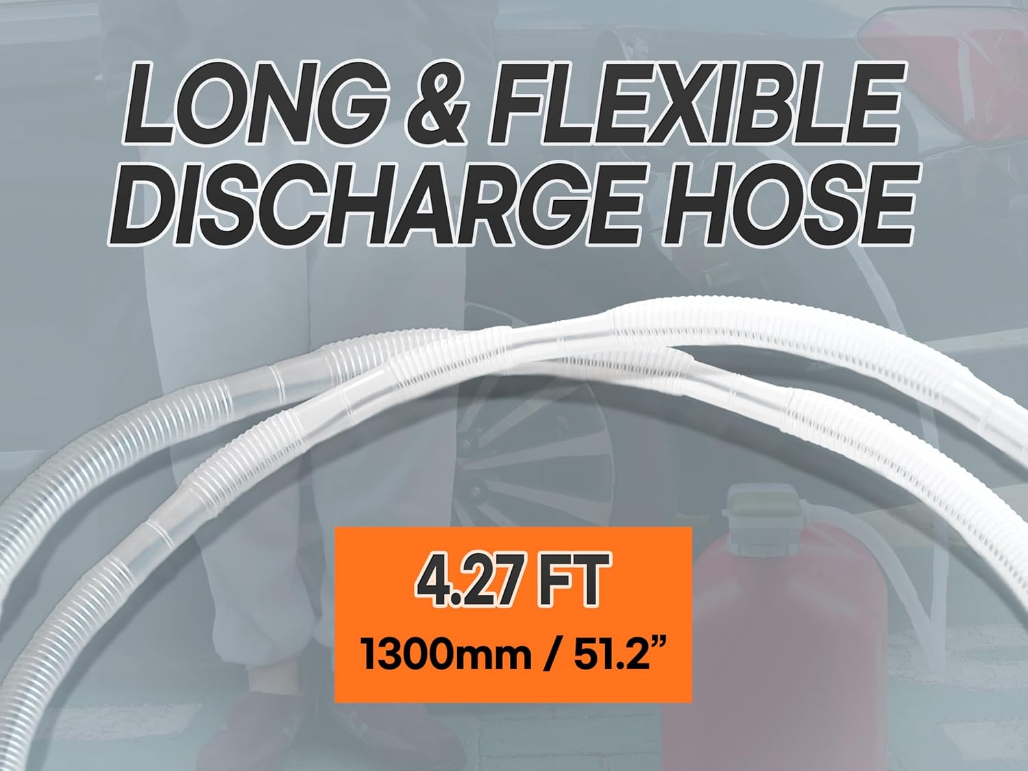 [LITE DELIGHT] Transfer Pump w/Auto-Stop Overfill Protection for Fuel, Water & More, 2.4 GPM, AA Battery Included, Ergonomic Nozzle, Universal & VP Racing Can Adapters, 51” Hose, PLUS a Manual Siphon