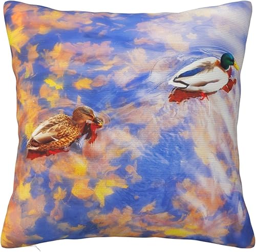 YIPOCH Patos hojas de otoño fundas de almohada de 26 x 26 pulgadas, fundas de cojín decorativas para sofá, fundas de almohada para cojines de sala,