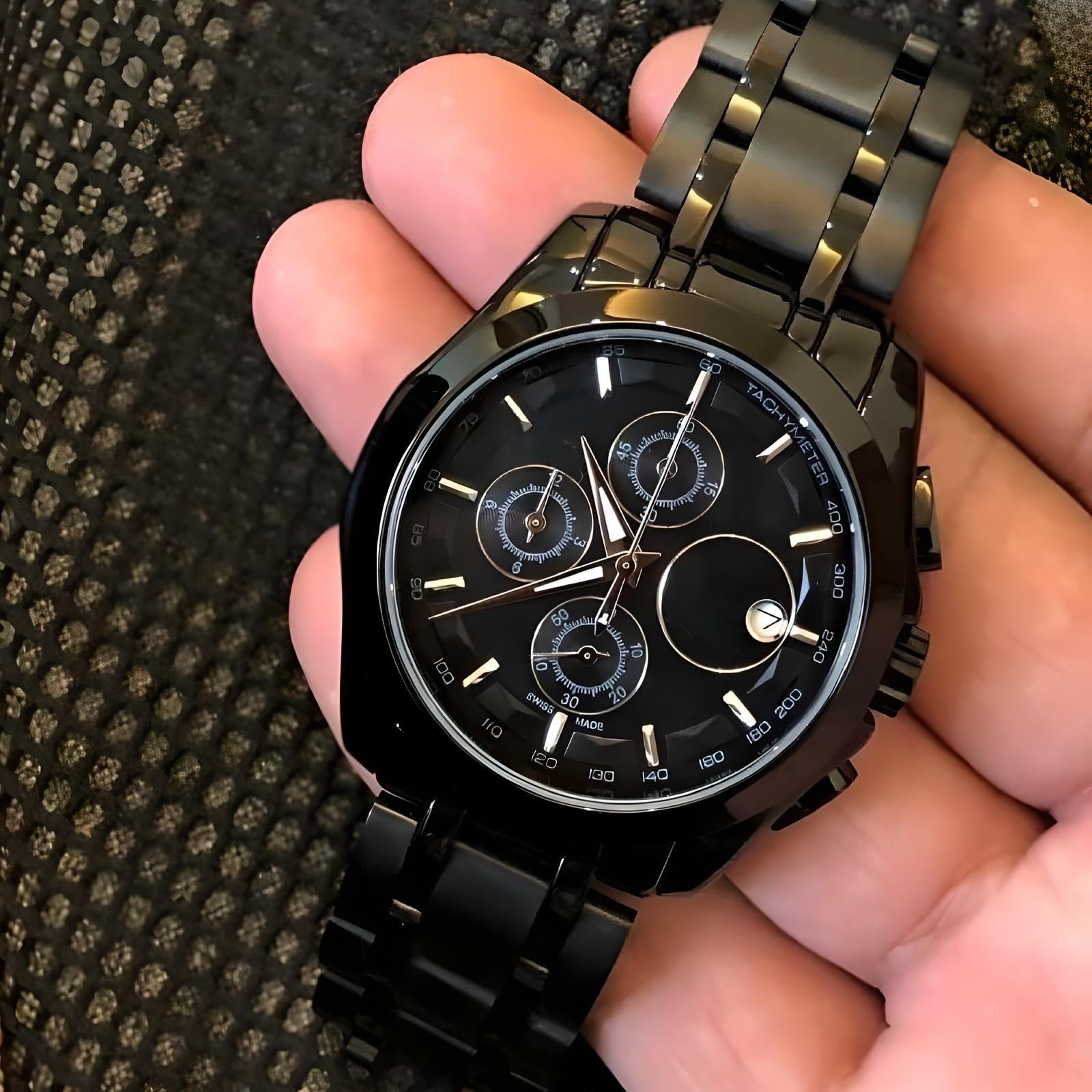 NIJAMRUT Men's Luxury Analog Watch, Rose Gold, Black Dial - Image 1