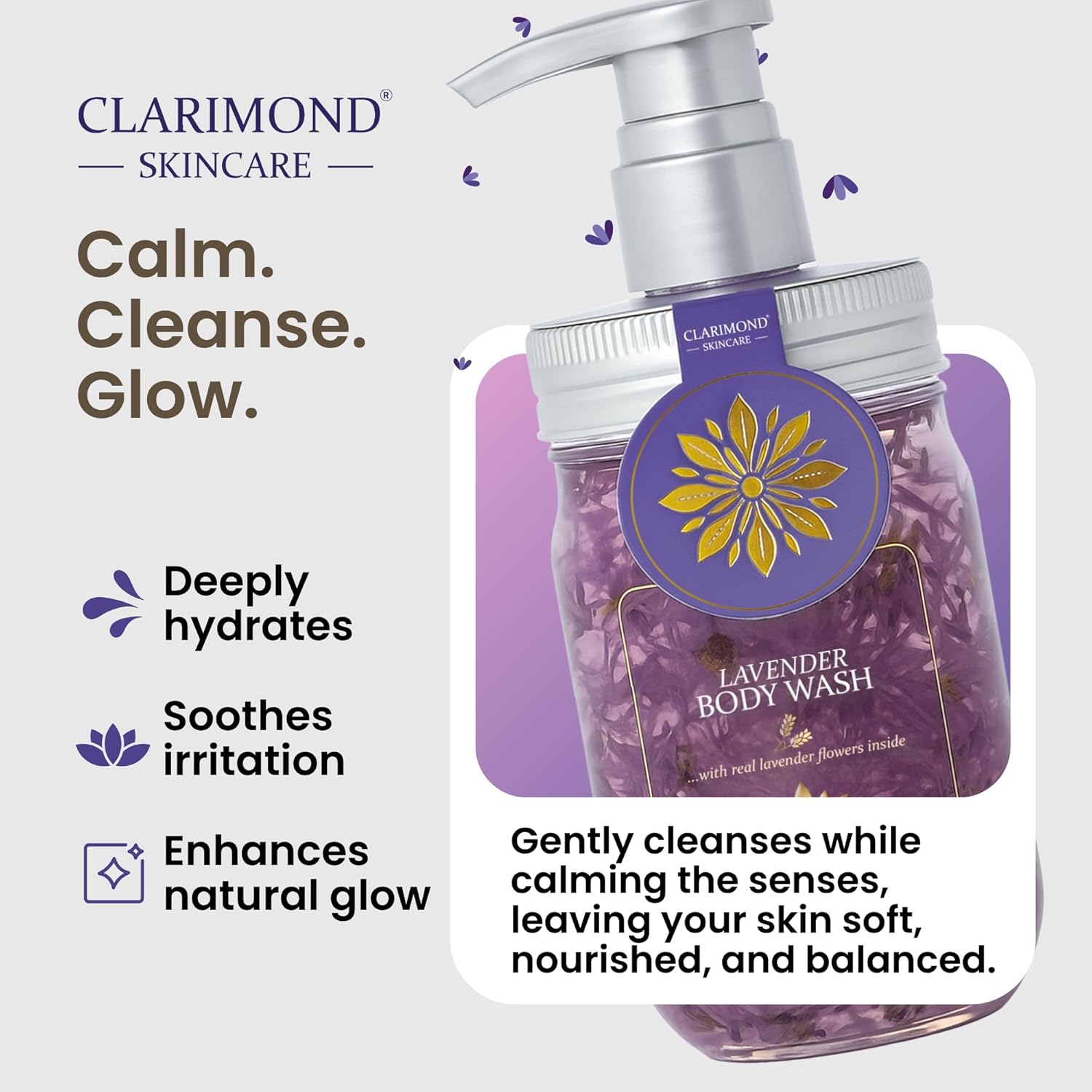 CLARIMOND Honey & Lavender Luxury Body Wash Bundle | Paraben, Phthalate, & Sulfate Free Shower Gel