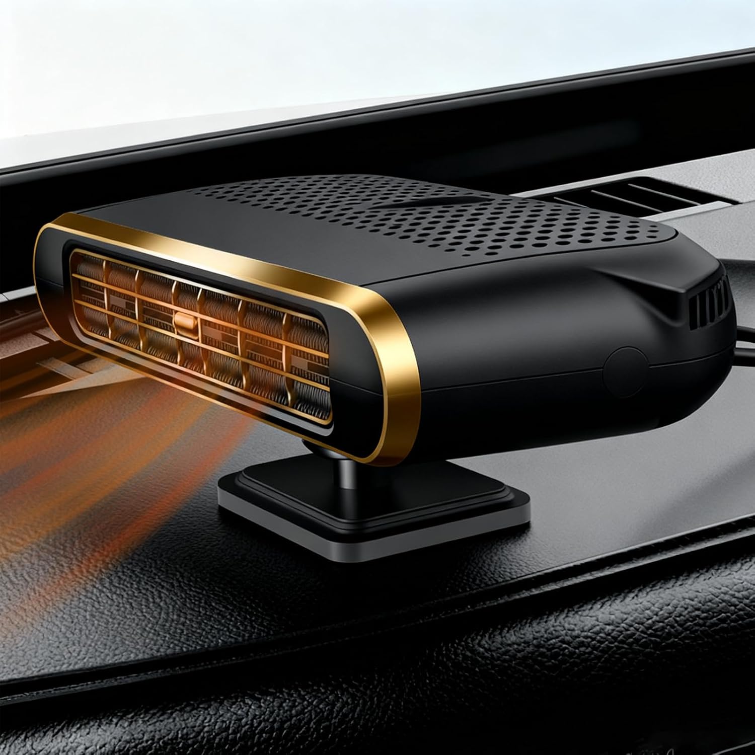 Car Heater,12V Portable Heating & Cooling Fast Heating Defrost Defogger for Car Windshield, Plugs into Cigarette Lighter,Car Defroster Windshield WIth Rotation Stand Holder