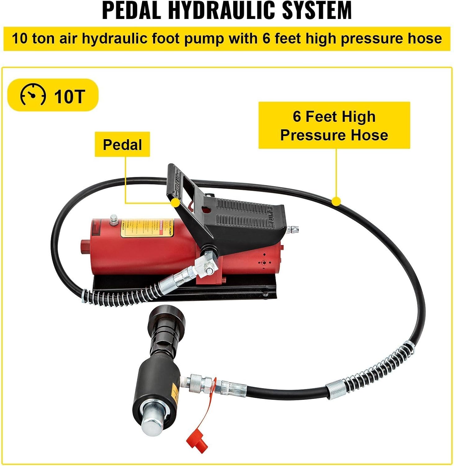Hydraulic Exhaust Pipe Expander Kit 1-5/8" to 4-1/4", 10 Ton Pedal Pump & 7 Dies, Automotive Tube Stretching Tool for Car Repair - Aluminum & Steel