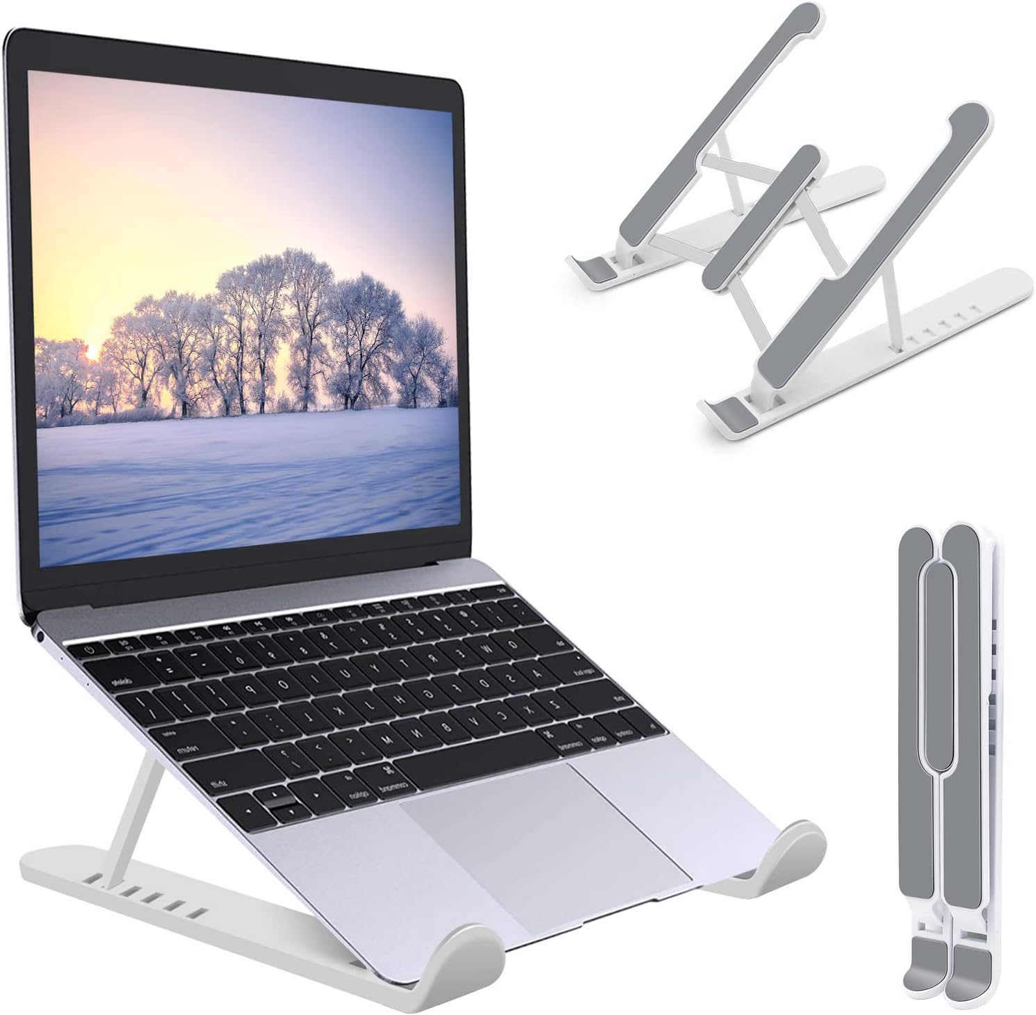 EMIUP Laptop Stand,Foldable Portable Desk Laptop Stand,Ventilated Cooling Notebook Mount,6-Levels Adjustable Ventilation Tablet PC Laptop Holder(White)