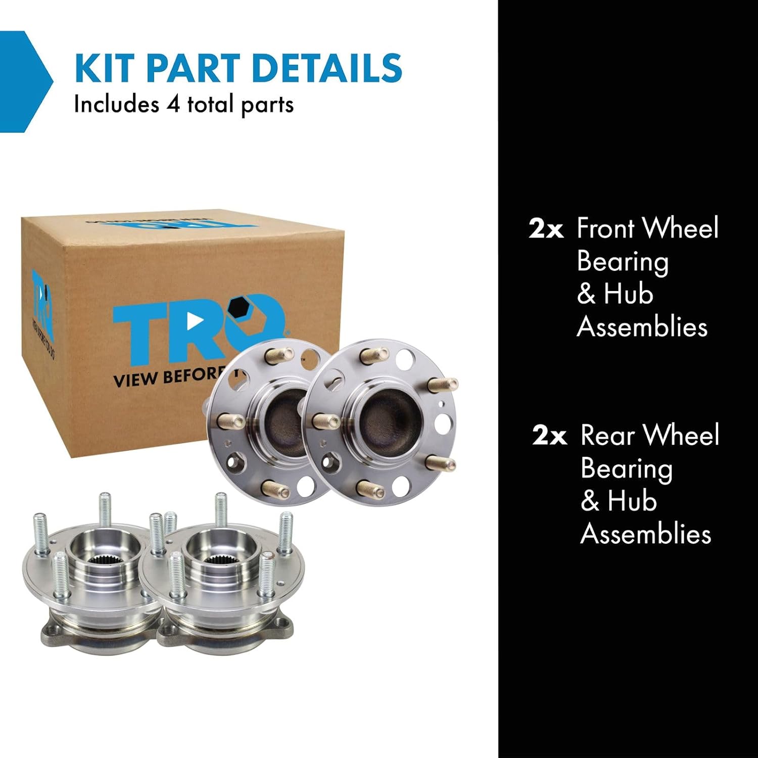 TRQ 2 Piece Wheel Bearing & Hub Assembly Set Compatible with 2015-2019 Hyundai Sonata 2016-2021 Tucson 2020-2022 Veloster N 2017-2020 Kia Cadenza 2016-2020 Optima 2017-2021 Sportage