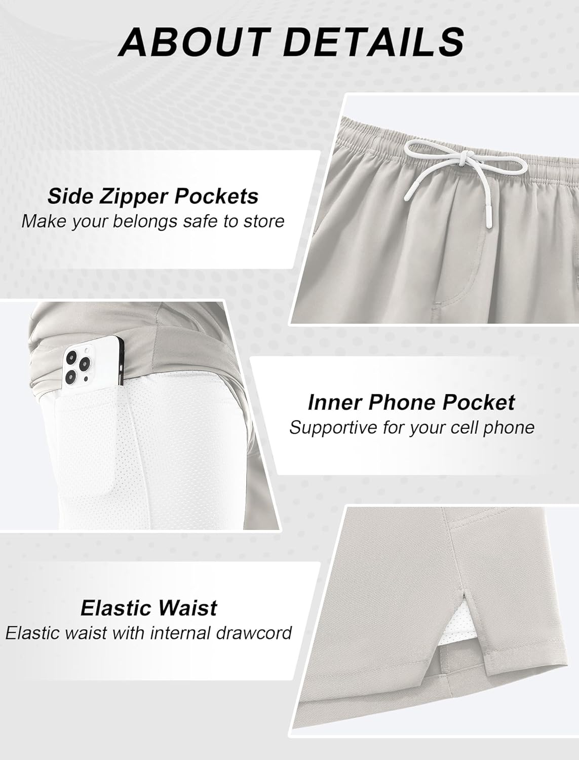 Mens Running Shorts 2 in 1 Gym Workout Shorts 7 inch Quick Dry Athletic Short with Liner Zip Pockets