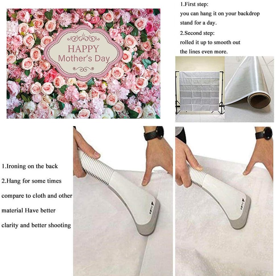 Happy Mother's Day Backdrop 10x8FT Flowers Photography Background for Mother's Day Party Decoration Banner Studio Supplies Photo Props