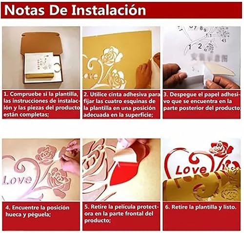 Miniatura 2 de Adhesivo de pared de flores de espejo 3D, calcomanías de pared de acrílico con mapa del mundo 3D, adhesivo de espejo de pared para oficina, estudio,