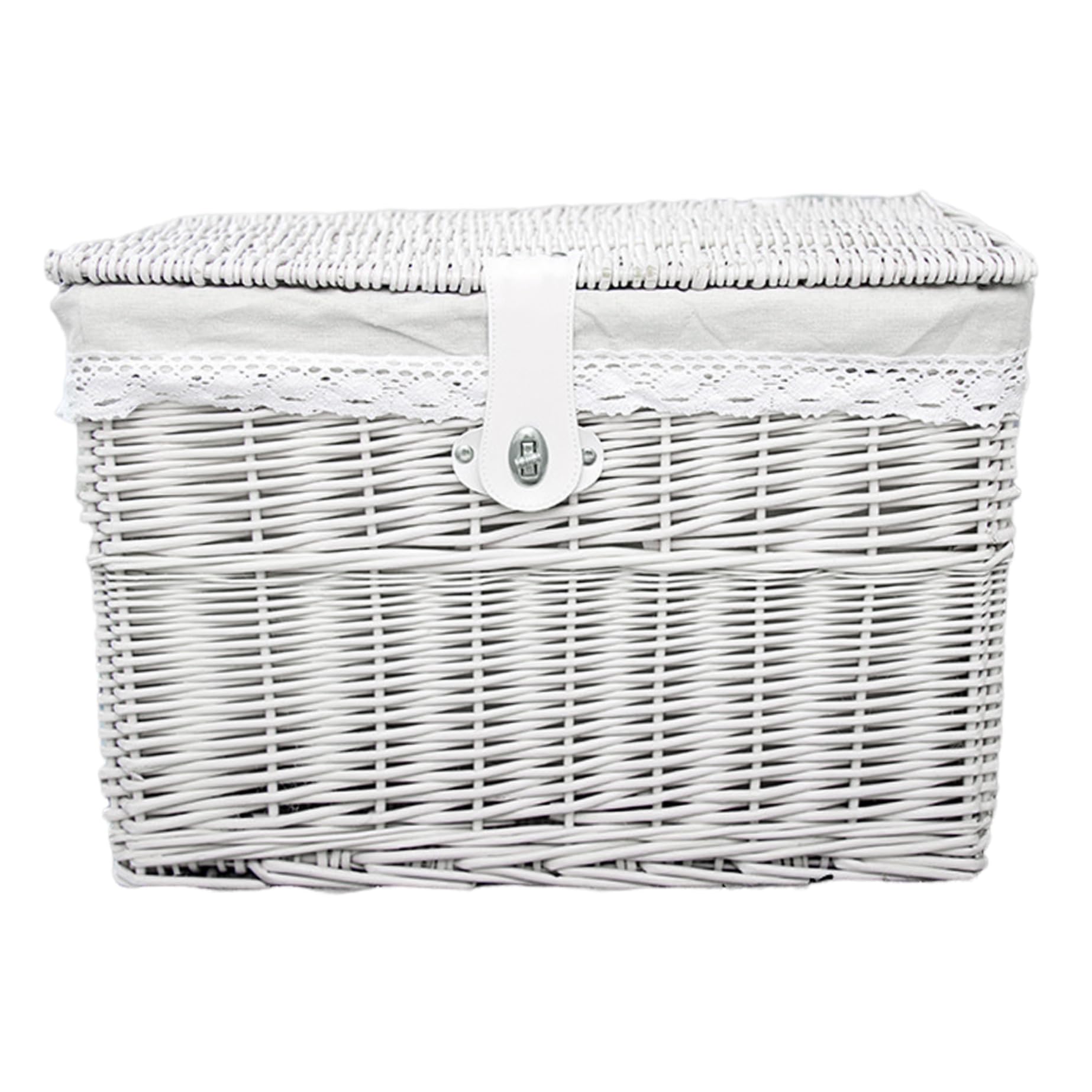Panier de rangement en osier naturel haut de gamme tressé à la main avec textile coton