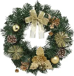 Guirlanda de Natal 30cm Enfeite Natalino Porta Luxo Decoracao Premium (Dourado)