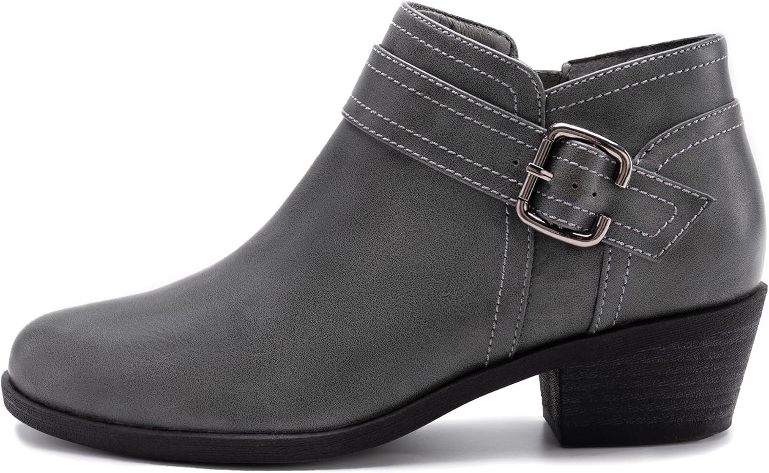 Athlefit Women's Chunky Low Heel Ankle Boots Classic Pointed Toe Side Zipper Booties - Image 3
