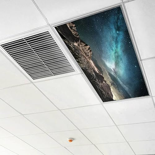 Miniatura 31 de Paquete de 4 cubiertas de luz fluorescente para luz de techo, filtros de luz Beautiful Heavens Us para aula, oficina, hogar, cubierta de luz