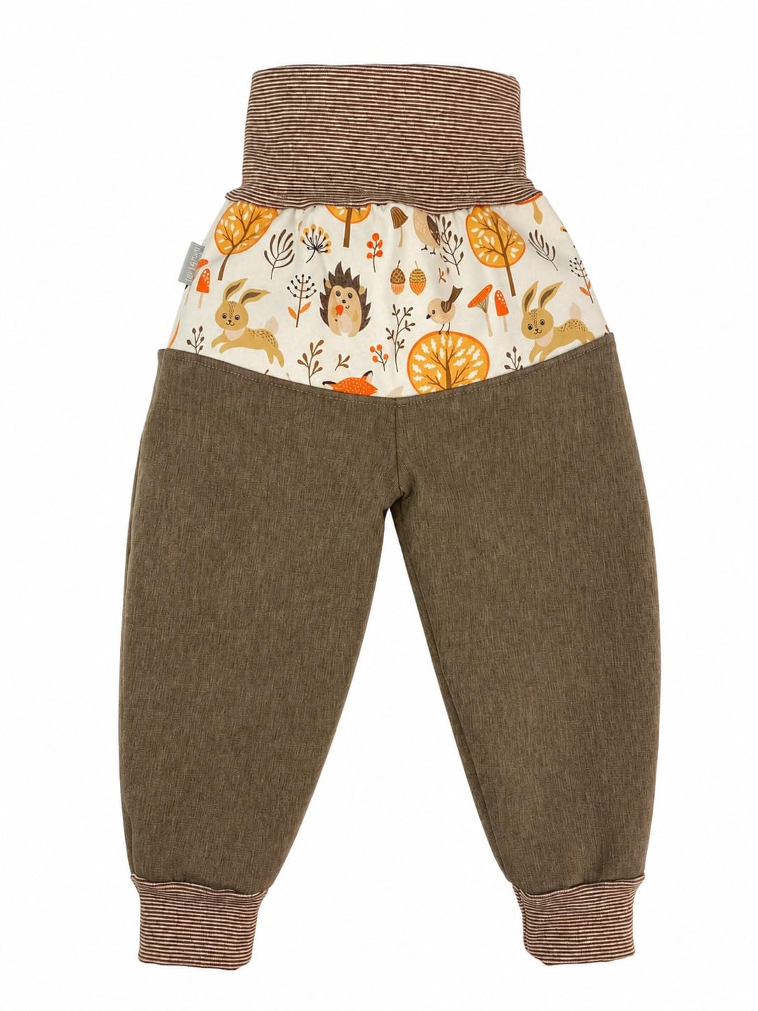 Lilakind Softshellhose Kinder Waldtiere Braun | Gefütterte Outdoorhose | Winddicht Wasserabweisend | Größen 74-122