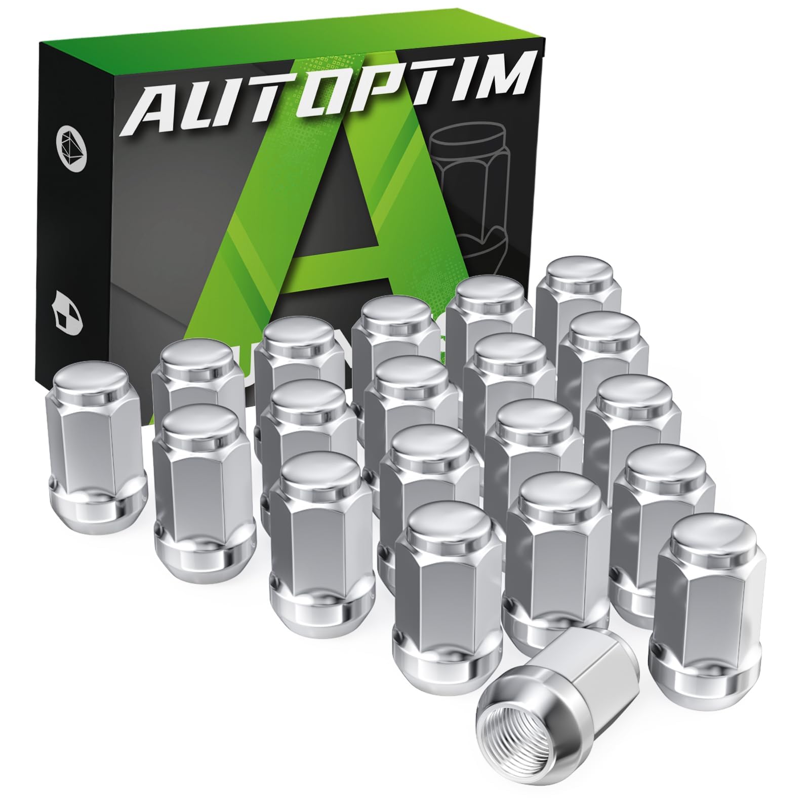 AUTOPTIM Nakrętki kół M12x1,5 - zamiennik do Ford Fusion 2000-2018 Focus, 2001-2023 Escape, 2003-2022 Honda Accord, 2006-2018 Civic koło z rynku wtórnego, 20 szt. chromowana nakrętka do opony