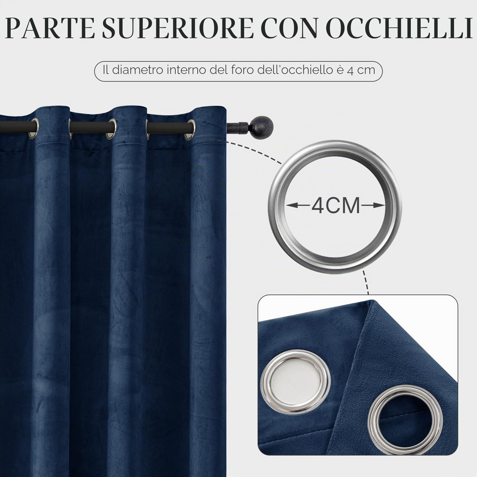 Ystyle Tende Per Interni In Velluto 2 Pezzi, 140x225 CM, Blu Scuro | Termiche Isolanti Anticaldo Tende Oscuranti per Interni per Camera da Letto e Soggiorno Moderno, Curtains con Anelli