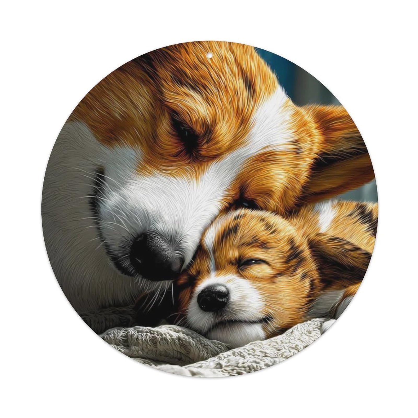 Animal Corgi Parent Puppy Cuddle Vintage Metal Tin Sign Plaque Wall Decor for Cafe, Club Bar, Office, Garden Metal Poster 8x8Inch