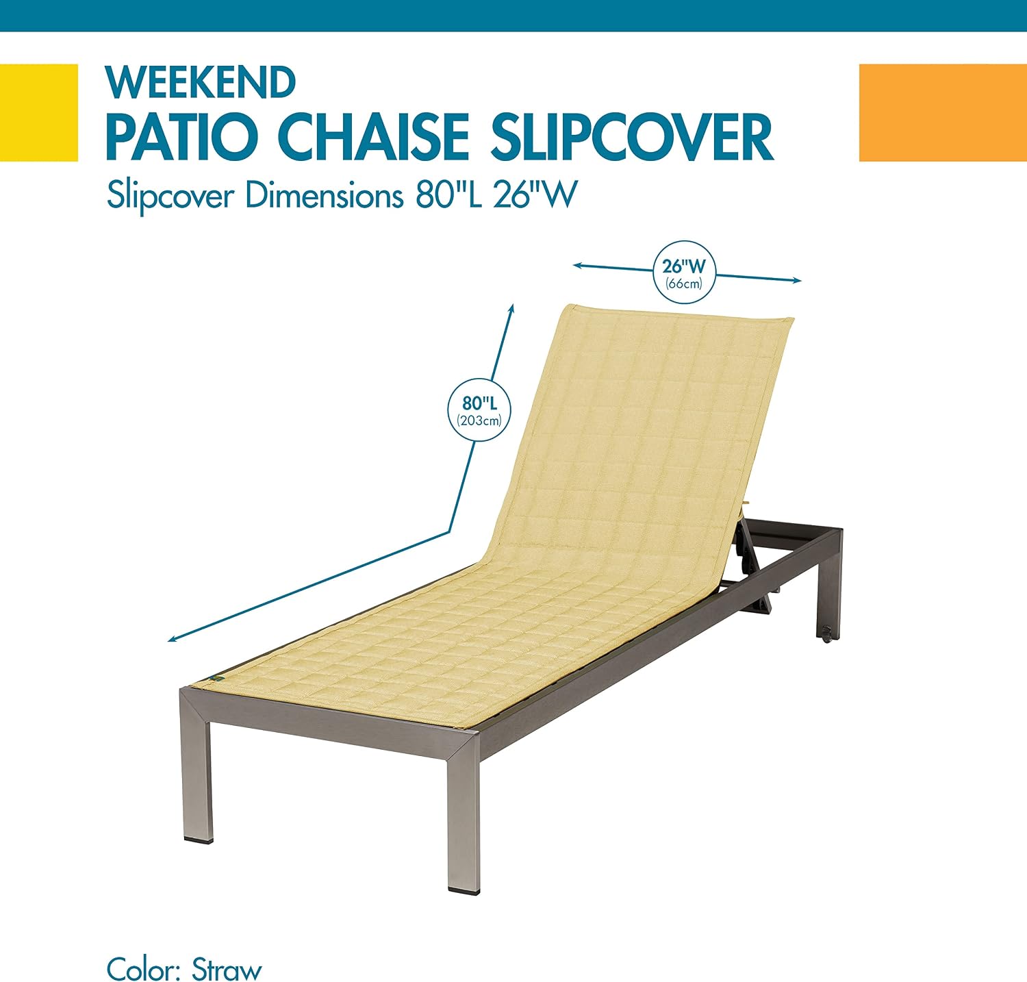 Duck Covers Weekend Water-Resistant Patio Chaise Slipcover, 80 x 26 Inch, Straw, Chaise Lounge Covers Outdoor