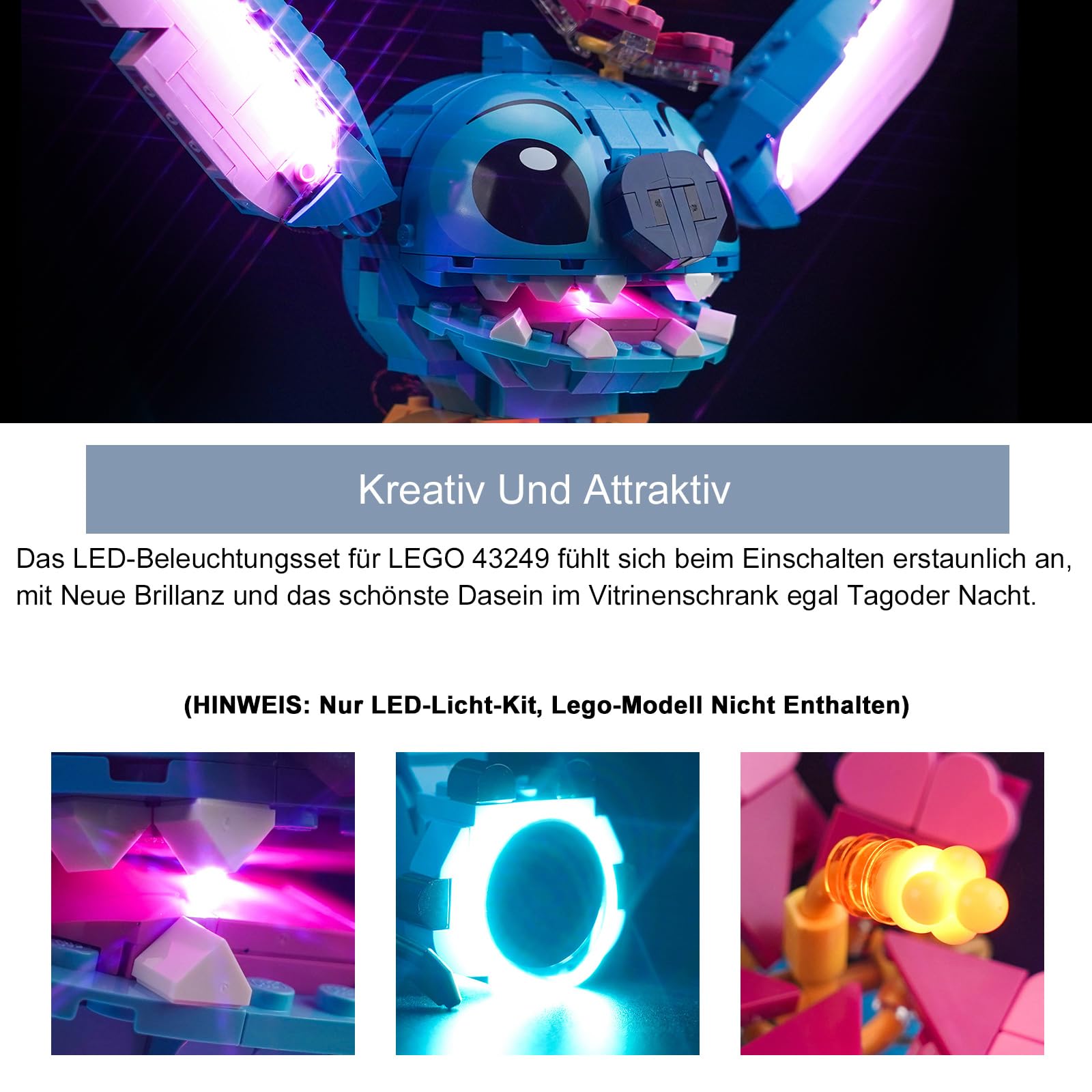 Kit de iluminación led decorativa compatible con Lego 43249 Stitch (sin modelo), juguetes creativos