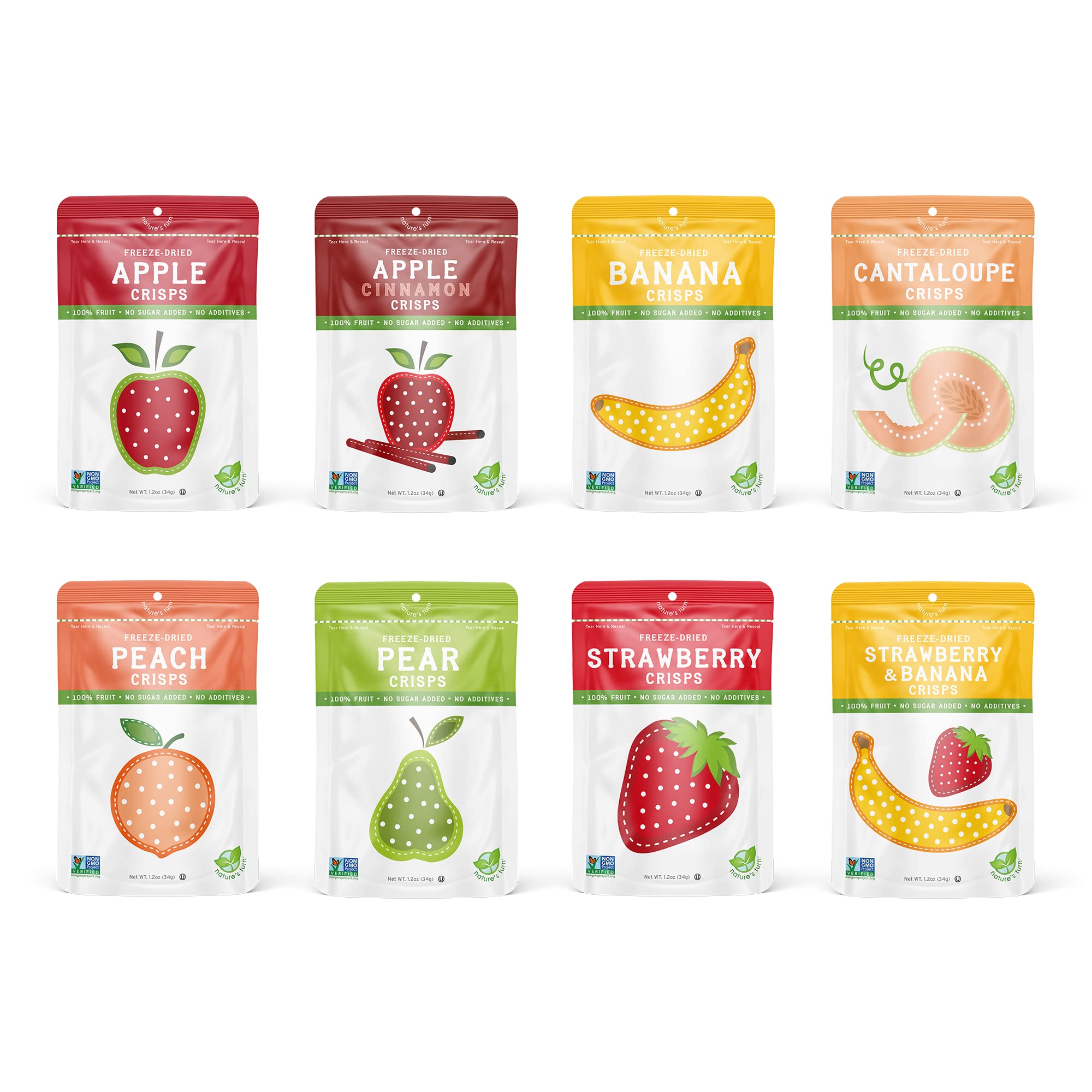 Nature’s Turn Freeze-Dried Fruit Snacks, Mega Variety, Pack of 8 (1.2 oz Each)