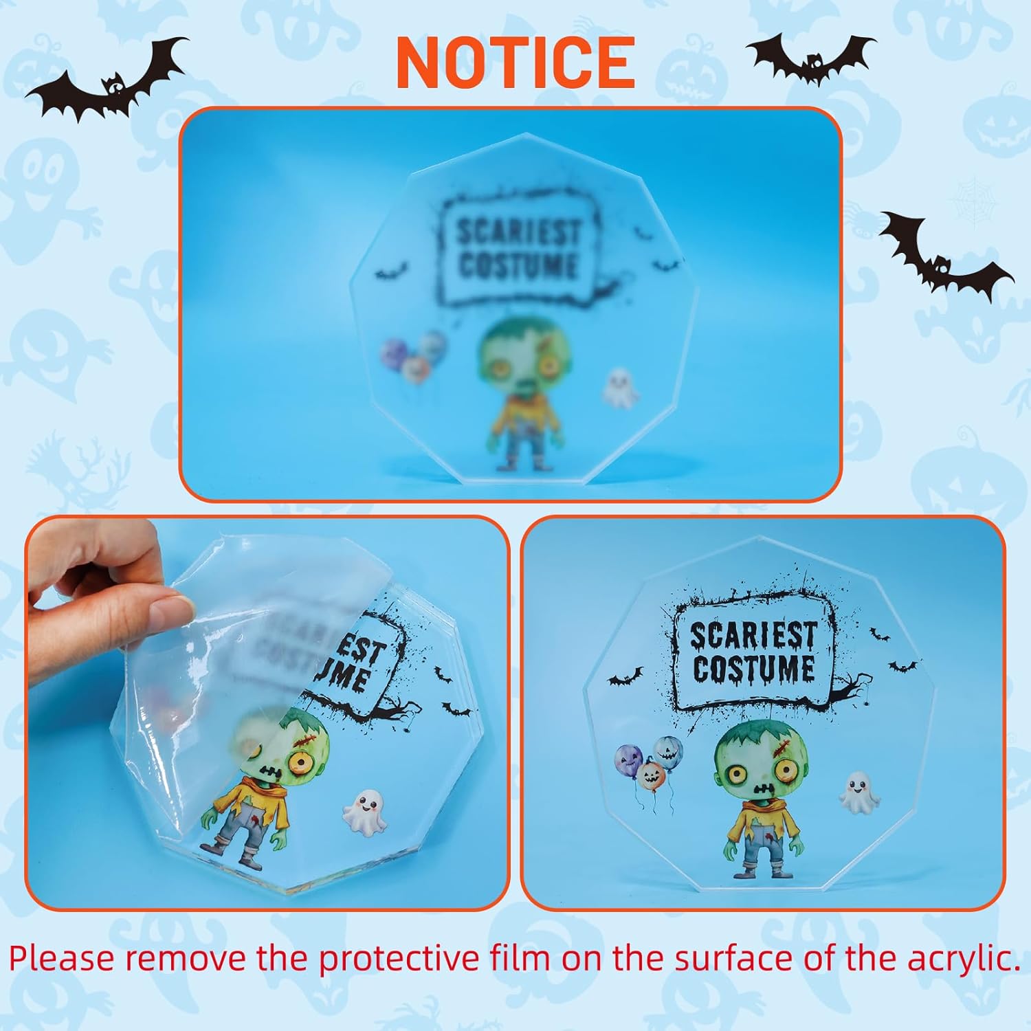 Fancy Land Halloween Trophies 6 Pcs Halloween Acrylic Awards 4.7 Inches Funny Contest Trophy Party Supplies Trunk or Treat Prizes Kids Adults