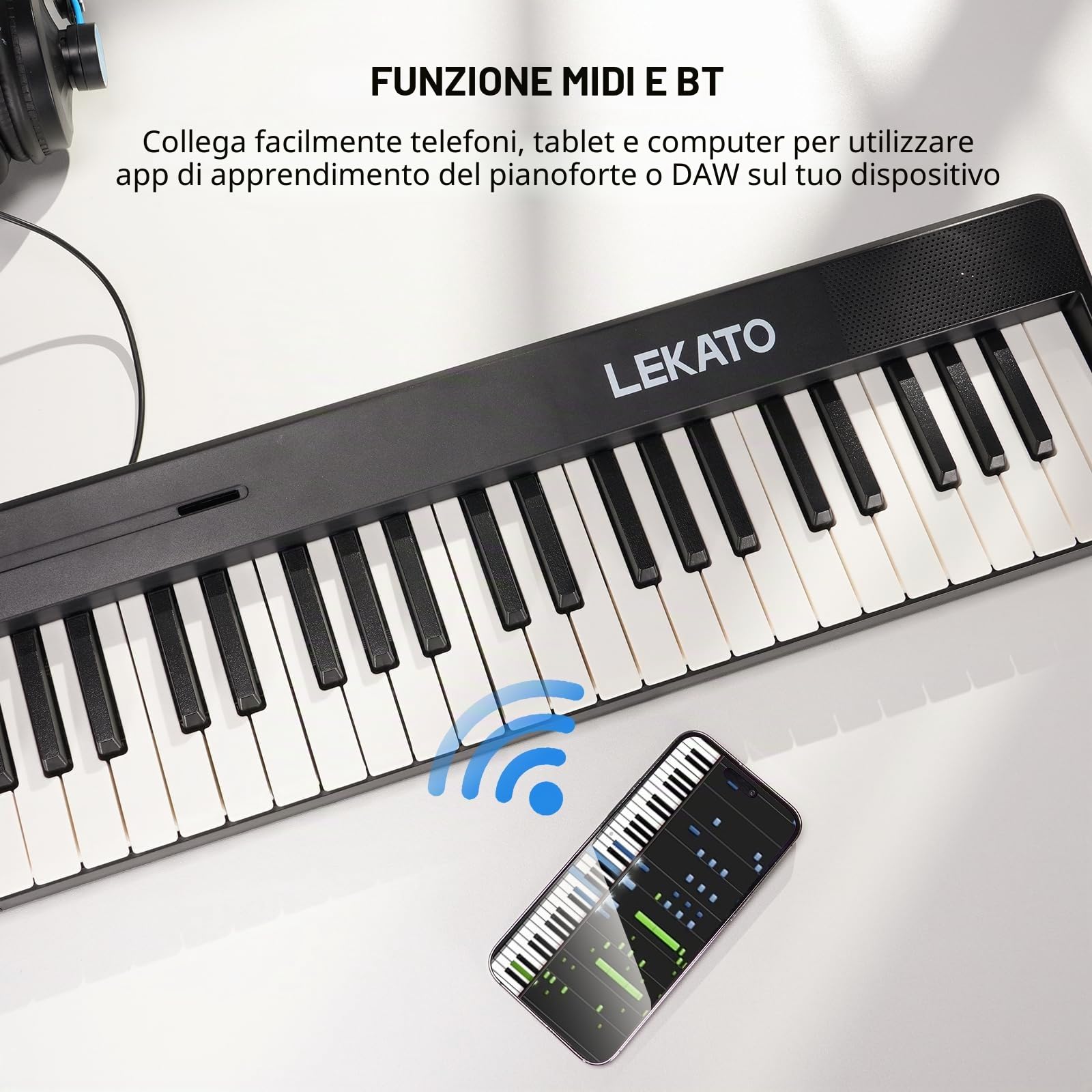 LEKATO 88 tasti tastiera pianoforte pieghevole, tastiera semi-pesata con pedale Sustian,borsa per il trasporto,MIDI,Bluetooth, split,pianoforte digitale portatile per principianti bambini adulti