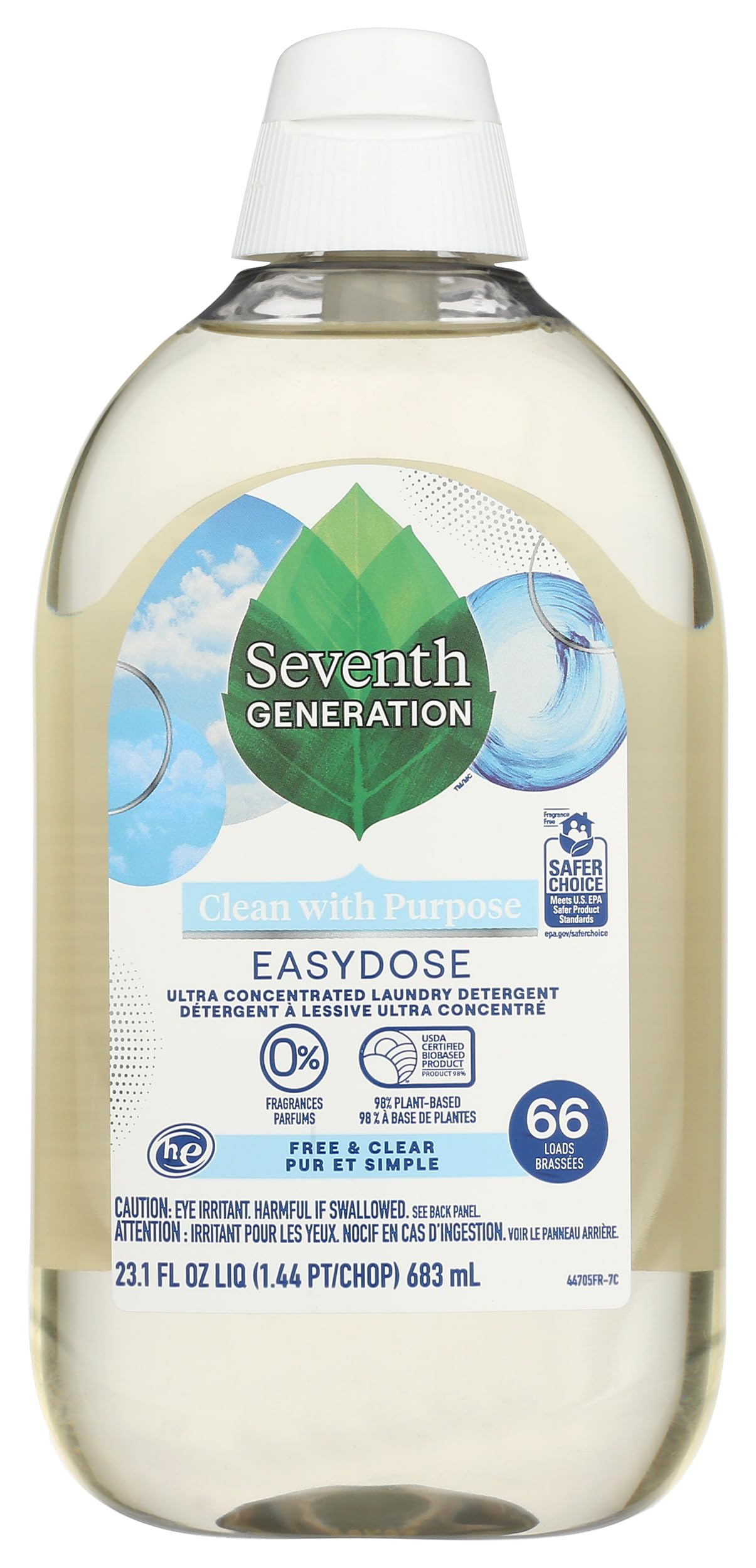 Sette generazioni, Perfect Dose detersivo originale senza profumi, detersivo liquido ad alta concentrazione, con funzione dosatrice automatica per 66 carichi di bucato, 683 ml, 1 pezzo