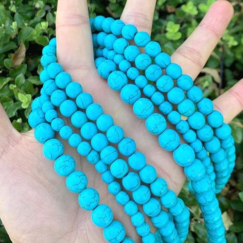 Vista 3 de Adabele - 5 hebras de piedras preciosas de magnesita azul natural de 0.236 pulgadas (0.236 in), cuentas sueltas redondas de turquesa imitada