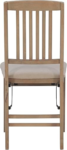 Miniatura 16 de Linon Keira - Juego de 2 sillas plegables de madera, asiento tapizado y respaldo de misión, altura de comedor, rústico, natural y beige