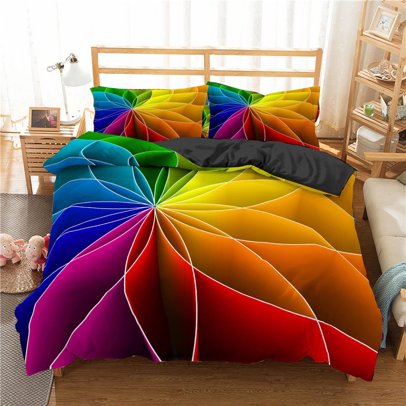 Parure de lit 220x240 en microfibres colorées avec deux taies d'oreiller