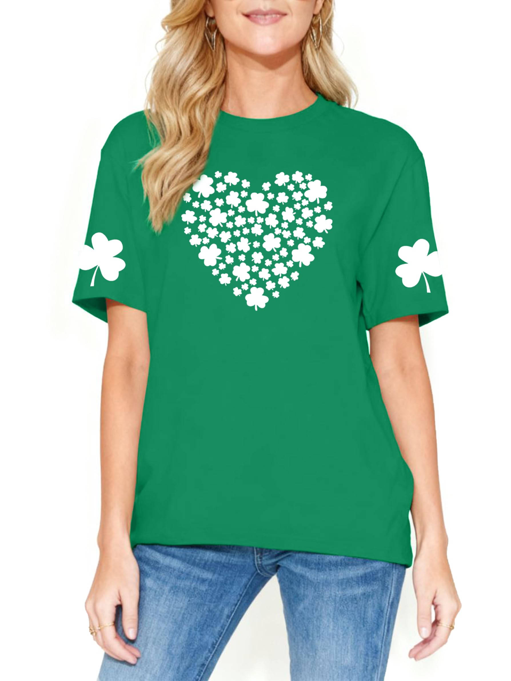 VVNTY St Patricks Day Shirt Damen Irish Kleeblatt T-Shirt Frauen Funny Irland Celebrate Kurzarm Top