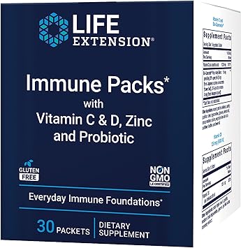 Life Extension - Immune Packs with Vitamin C & D, Zinc and Probiotic 30 Packs