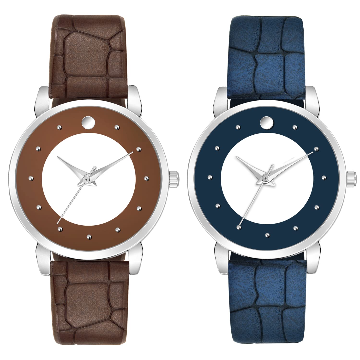 CLOUDWOOD Combo Pack of Analog Wrist Watch for Womens and Girls (Multicolor Dial Dark Brown & Blue Colored Strap) (B0B2JZZBHH) Amazon Price History, Amazon Price Tracker
