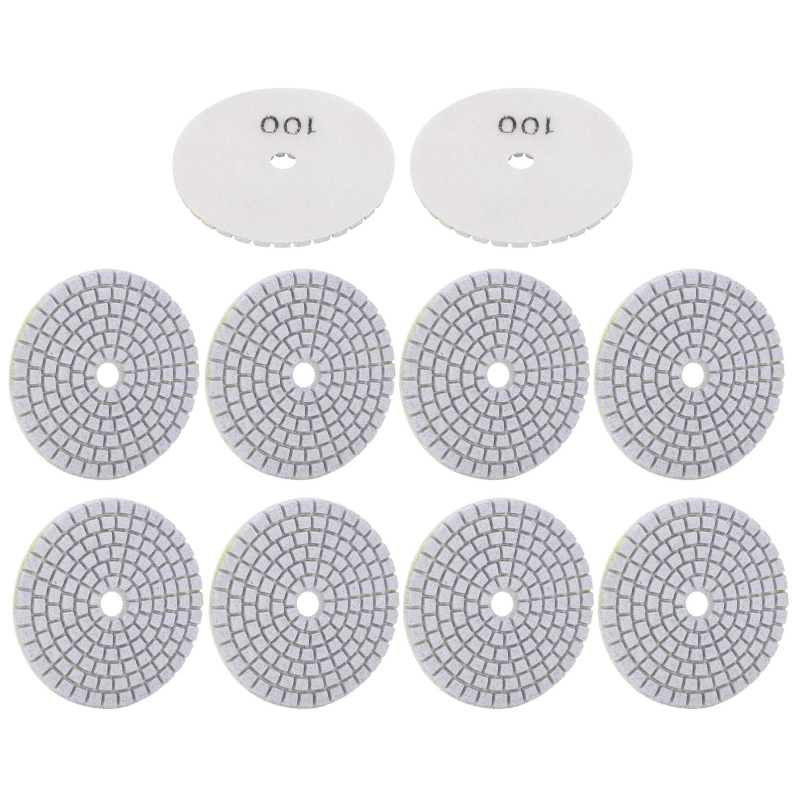 Respicefinem 10Pcs 3in Sanding Discs Pads Buffing Polishing Diamond Marble Concrete Stones 100 Mesh High Quality Diamond Powder Impregnated in Resin for Wet Or Dry Polishing with