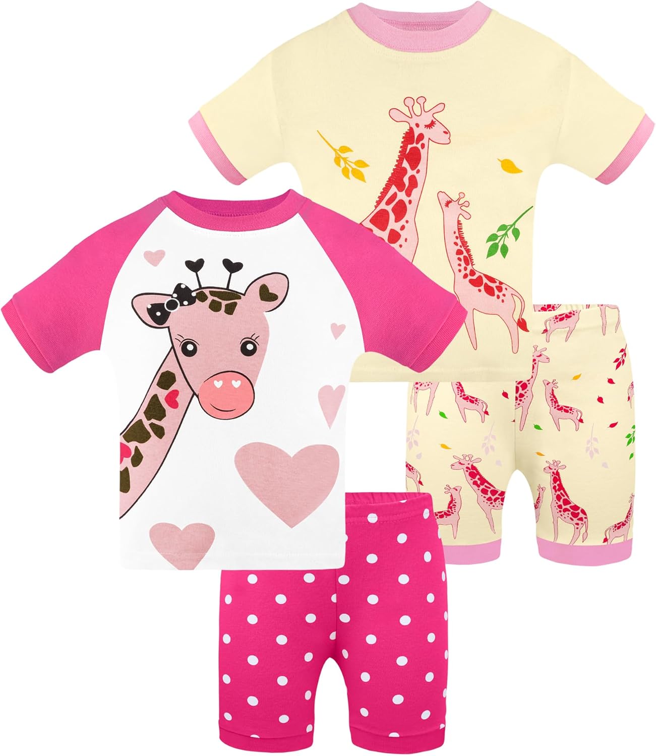 DAUGHTER QUEEN Girls Summer Pajamas Set 4 Pieces 100% Cotton Sleepwear Size 18 Months-12 Years - Image 8